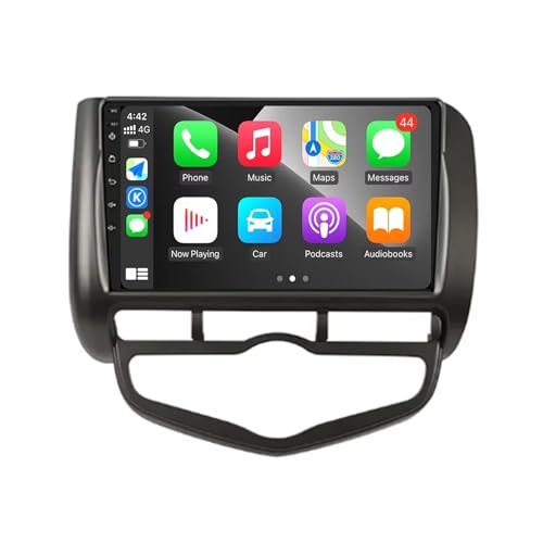9 Pulgadas Autoradio Estéreo Android 13 Reproductor Multimedia Radio para Honda Fit Jazz 2002-2008 con Wireless CarPlay Control del Volante IPS Pantalla Táctil Cámara Trasera(Q1 1+16G)