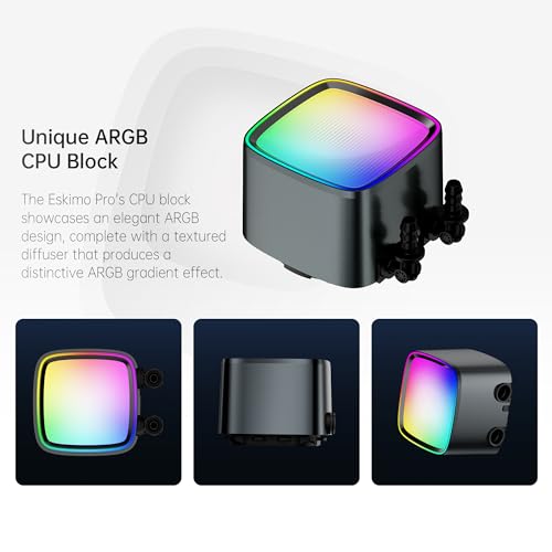 Image of Geometric Future Eskimo Pro - 360mm AIO CPU Liquid Water Cooler- RGB PWM Squama 2501B Fan x 3- Fit Intel LGA 1700, AMDAM5 - Black- (GEO-EP-36B)