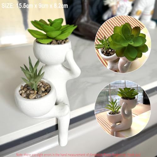 ODIWEN 3PCS Mini Fake Succulents Mini Artificial Succulent Desk Plant in Pots - Image 4