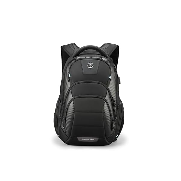 Swissdigital Design TSA Business Laptop Backpack for Men, Large Capacity Travel Backpack with Apple Find My Network and USB Charging Port Tech Backpacks Fits 17 Inch Computer Black| SD1643FB-01