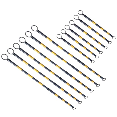 ERRULAN 12 Pack Telescopic Traffic Cone Bar Extendable-4 ft to 6.5 ft, Barrier Pole with Reflective Film, Temporary Crowd Control System for Road Construction