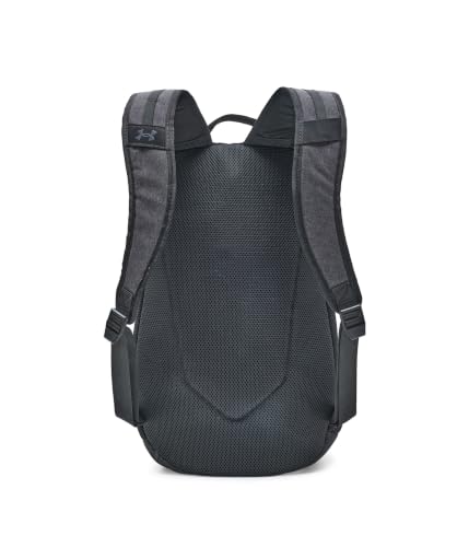 Image of Under Armour Unisex Hustle 6.0 Backpack, (006) Black Full Heather /Black /Metallic Silver, One Size Fits Most