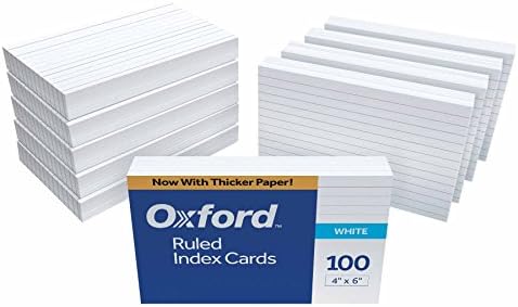 Oxford 41 (1000 PK) Ruled Index Cards, 4" x 6", White, 1,000 Cards (10 Packs of 100) (41)
