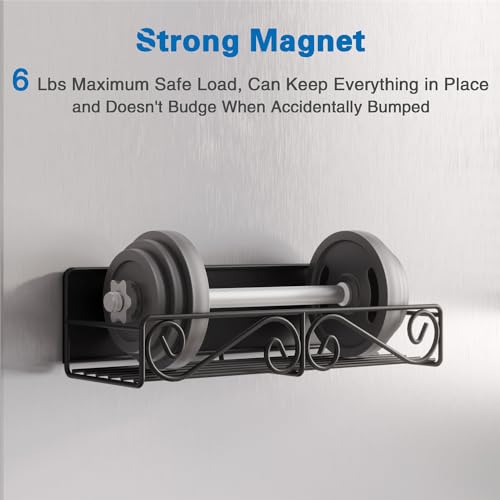 Image of Magnetic Spice Rack for Refrigerator, 4 Pack Strong Magnetic Shelf for Spices, Jars, Bottles, Perfect Space Saver for Small Kitchen /Apartment (Black, 4pack)