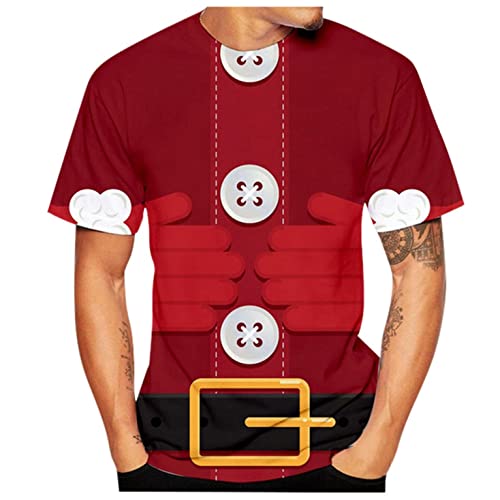 Zhiyao Camiseta de Navidad para hombre, regalo de Navidad, jersey de Papá Noel, disfraz de cosplay, ropa de calle, regalo ideal, 6-rojo, XL