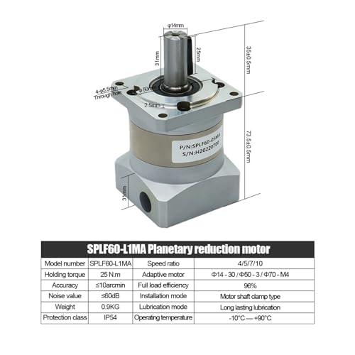 Réducteur SPLF60 évite les pertes de couple sur servomoteur 14 mm