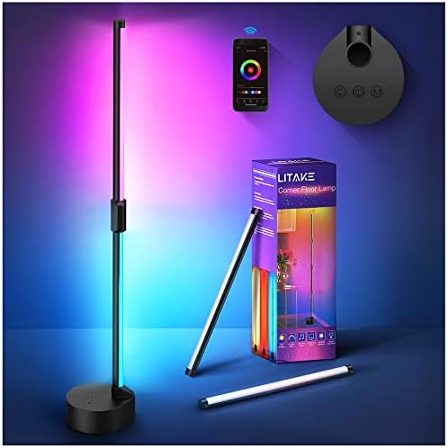 RGB LED Nook Flooring Lamp 16 Million Colour Altering Flooring Lights 56″ Standing Nook Lamps with APP Management & Alexa, Sensible Nook Gentle for Residing Room, Bed room Celebration, Music Sync/DIY Mode