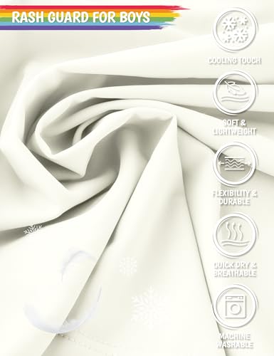 Boys Rash Guard Long Sleeve Sun Protection UPF50+ T Shirts Rashguard Swim Fishing Surf ShirtsQuick Dry Cool Beach Sun Shirt for Toddler Kids White 2T3