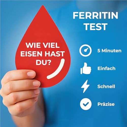 Ferritin Schnelltest – 2 Stück | Selbsttest Eisenmangel Vollblut Heimgebrauch | Ergebnis Minuten | CE 0123 Zertifiziert