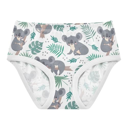 Wusikd Koalas Girls' Underwear Cotton Palm Leaves Girls Briefs Soft Toddler Underwear 4T Multi