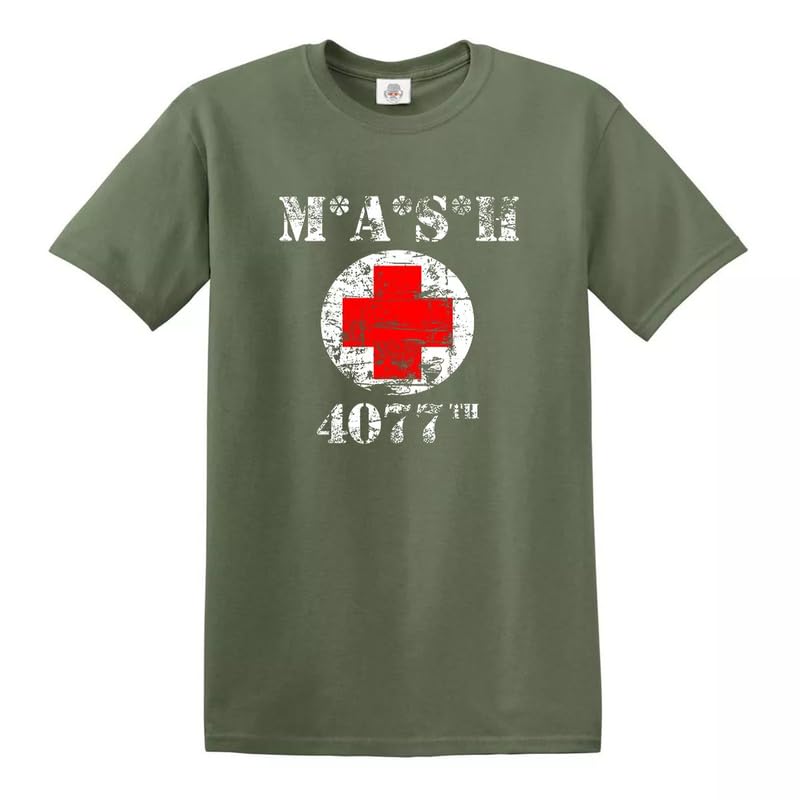 Trend Gear M*A*S*H 4077TH T-shirt série TV US Army T-shirt militaire, Croix Vintage Vert...