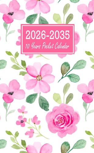 10 Year Pocket Calendar 2026-2035: 120 Month from January 2026 to December 2035 With Holidays & Inspirational Quotes, Small Size 4 x 6.5, Floral Cover image 2