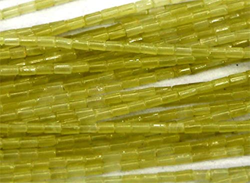 BEADS GEMSTONE 1 Strands Natural Korea Olive Jade Tube Columnar Loose Small Beads 2x4mm 02679 Code-HIGH-23412