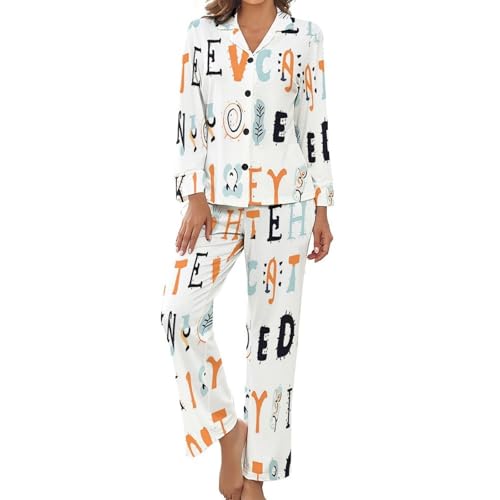 Pyjama femme imprimé graffiti ensemble vêtement d'intérieur de nuit
