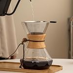 Pour Over Coffee Maker With Wood Sleeve,27oz/800mlPour Over Coffee Dripper,Pour Over Coffee Maker Set With Cork Stopper (27oz/800ml)