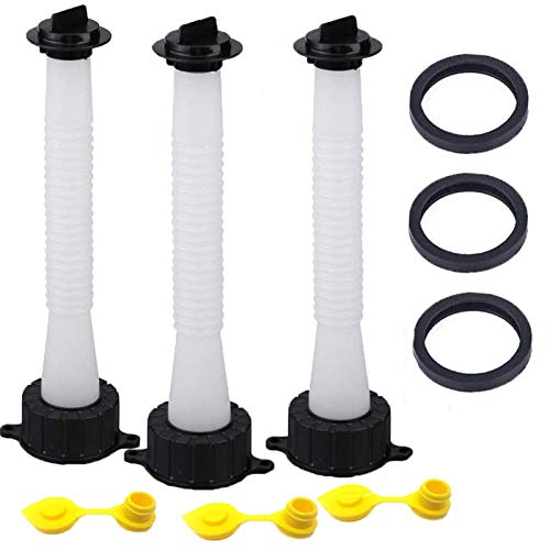 ORANDESIGNE Blitz Gas Can Spout Replacement Flexible Fuel Can Pour Nozzle Kit with Gasket Stopper Cap Screw Cap Collar and Rear Vent Cap Compatible with Essence Gott 3 Pack