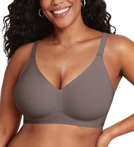 OEAK Women Comfortable Jelly Bras No Underwire Seamless Full Coverage Bralette Buttery Soft Convertible Everyday Tshirt Bra XL Grey