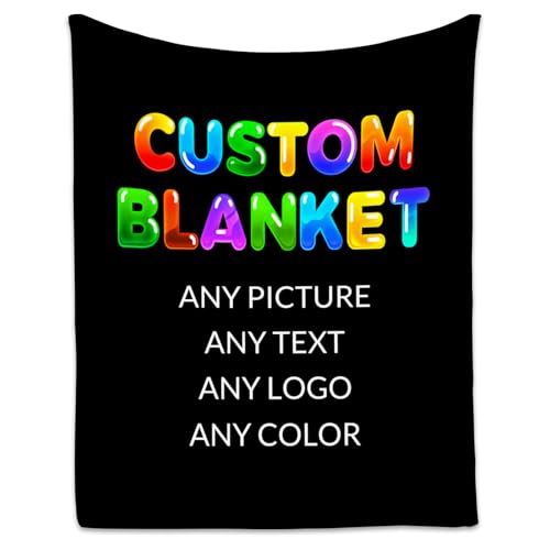 Personalized Blanket with Photo - Custom Gift for Kids - Picture Blanket with Name, Soft Flannel Throw for Couch, Bed