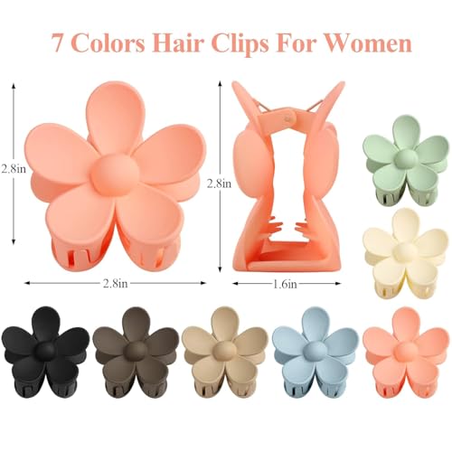 Image of ANNACREATIONS 7 Pcs Korean Fashion Flower Matte Hair Claw Clip for Thick & Thin Hair Strong Hold Hair Clutcher Hair Accessories Clutches for Women & Girls