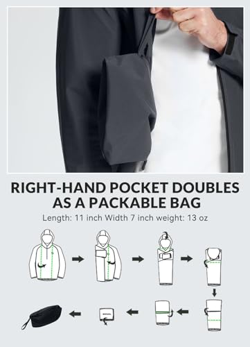 Image of baleaf Men's Rain Jacket Lightweight Packable Waterproof Rain Coat Breathable Windbreaker Hood Hiking Golf Travel Outdoor