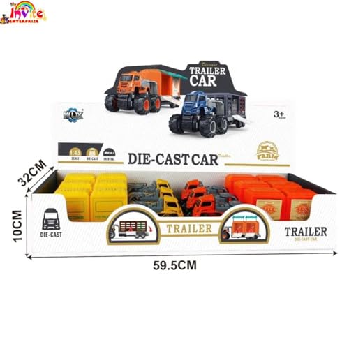 Image of 1:43 4WD Diecast Alloy Salling Transportation Truck Toys with Friction Powered Miniature Car Vehicles Toy for Kids, Boys and Girls Best Gift (2 Color Trucks = Sent Any 1 Truck)