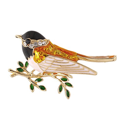 MINGHUA Cute Enamel Crystals Birds Brooch Collar Corsage Pin for Women Shirt Accessories