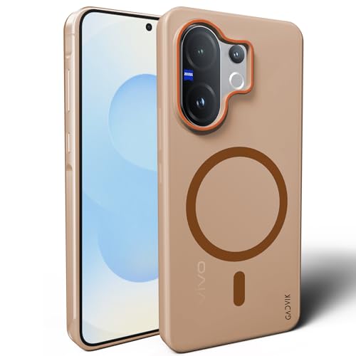 Image of Compatible for Vivo V60 5G Frosted Translucent Hard Back | Only Compatible with Wireless Magnetic Accessories | Thin and Slim Magnetic Back Cover (Brown)