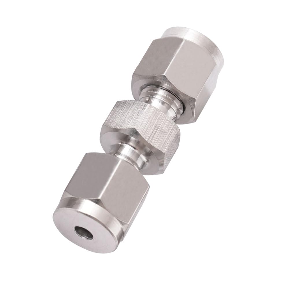 Horiznext 1/8 inch Stainless Steel 304 Compression Fitting for tube, connect air line brass pipe, adapt copper brake hose water fuel system (1 pc)