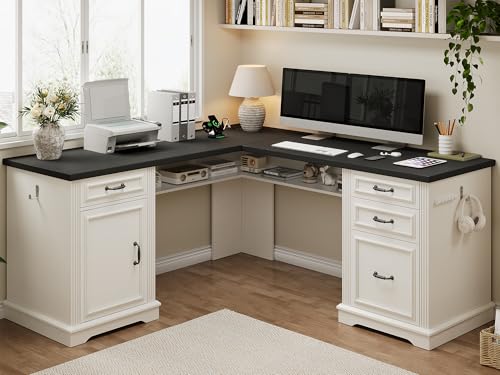 Photo 1 of ***MISSING PIECES -SELLING AS INCOMPLETE PARTS ONLY*** Farmhouse L Shaped Executive Desk with 4 Drawers