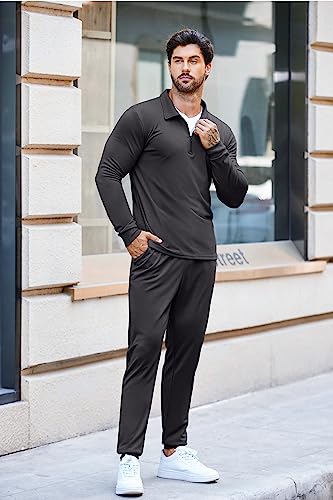 COOFANDY Men's Tracksuit 2 Piece Quarter Zip Polo Athletic Sweatsuits Casual Running Jogging Sport Suit Sets3