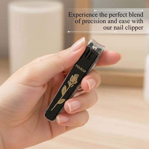 Image of FOLELLO Large Nail Clipper (Black) for Professional and Home Use, Nail Cutter for Women, Cuts Precisely Elegant design, Easy to Hold Unisex Nail Clipper /Cutter
