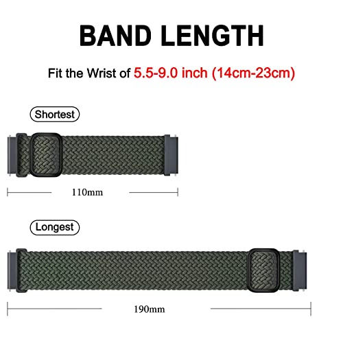 BISONSTRAP Nylon Watch Bands, Adjustable Braided Loop Straps for Men and Women, 16mm 18mm 19mm 20mm 22mm for Choice