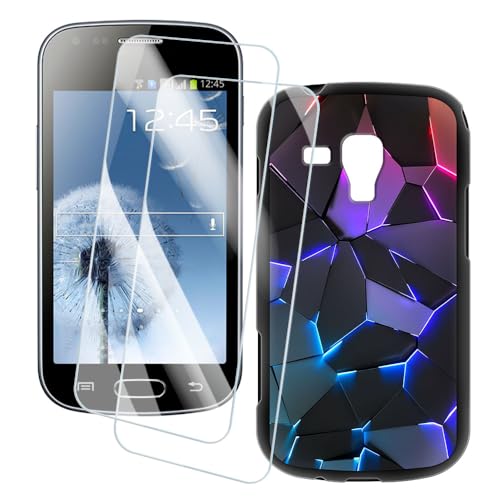 OAGELIM 2 Piezas Protector de Pantalla + Funda Compatible con Samsung Galaxy Trend S Duos S7562 (4 Pulgada) Funda Impresión Artística Personalizada y Cristal Templado (Fisura)