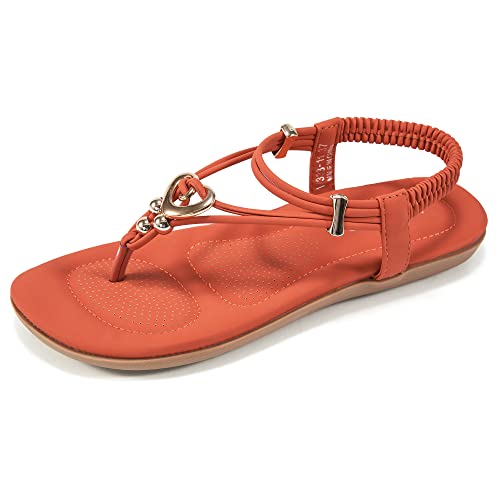 Image of Alicegana Women's Summer Sandals Bohemian Beaded Ankle Walking Strap Casual Flip Flops Ladies Sexy Flats Comfortable Shoes