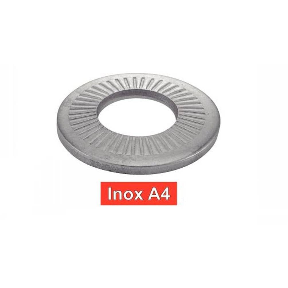 D-Work - Arandelas cónicas estriadas serie ancha 8 mm - NFE 25511 - Acero inoxidable A4
