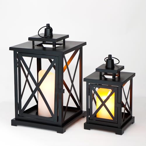 Octopus Lantern Decor JHY DESIGN legant Gold Metal Lantern Set- 2 Sizes - Tempered Glass Panel Metal Lanterns for...