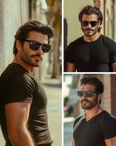 Polarized Sunglasses for Men UV400 Protection TR90 Lightweight Square Sun Glasses Frame2