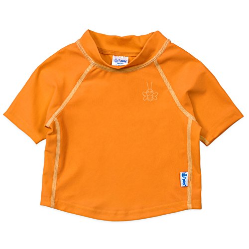 i Play Boys' Baby Unisex Short Sleeve Rash Guard UPF 50+, Orange, 12 Months