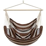 AMANKA XXL Hängesessel Braun Gestreift 185x130 cm belastbar bis 150kg - modernes Design – passt zu jedem Wohnstil – Hängeschaukel Relaxsessel für Wohnzimmer zum Aufhängen – Boho Style oder klassisch