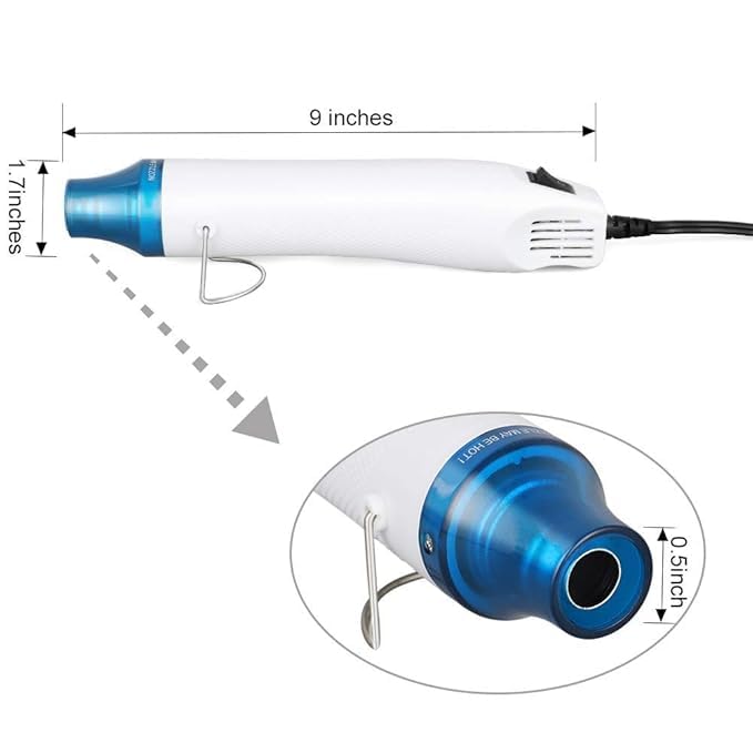 Image of Handheld Portable Mini Heat Gun, 300W Dual-Temperature Heat Tool for Crafts, Epoxy Resin Bubble Buster, Tumbler Embossing, Shrink Wrap, Paint Removal, and Drying