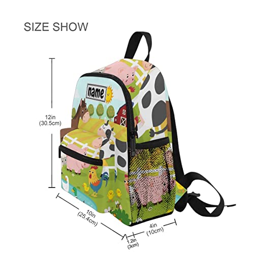 Custom Kid's Name Backpack, Farm Animals Horse Cow Pig Toddler Backpack for Daycare Travel, Personalized Name Preschool Bookbags for Boys Girls3