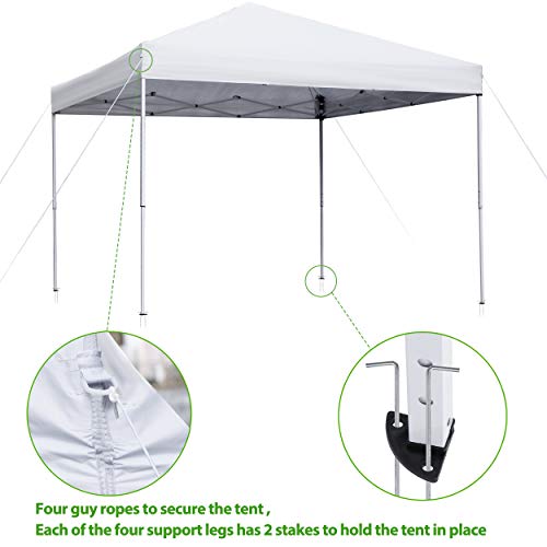 Zeny 10X10 Pop Up Canopy Tent Easy Set-Up Outdoor Patio Canopy Adjustable Straight Leg Heights Instant Shelter With Wheeled Bag, Ropes #TOP3