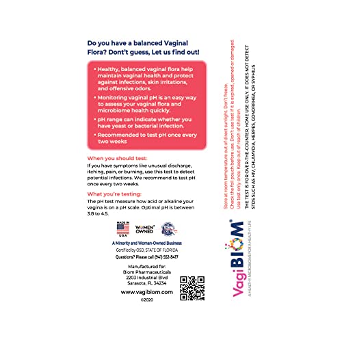 VagiBiom Vaginal pH Tester: Balanced and Healthy Vaginal microbiome ensures Optimum pH. Do You Have Intimate Issues, Don't Guess use pH Test kit (2 Tests)