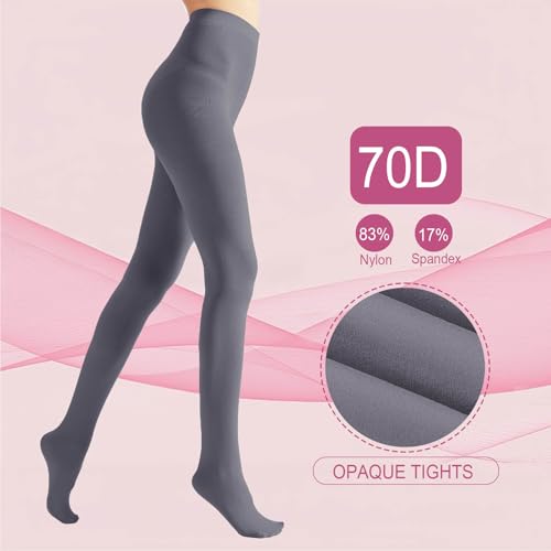 Image of Weziarer Women's Opaque Tights,70D Soft Solid Color Control Tights for Women,High Waist Womens Footed Pantyhose Multicolor