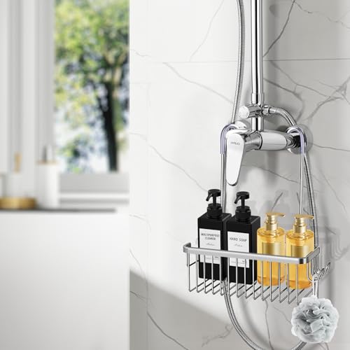 Anhow Étagère de Douche Sans Perçage pour Douche - Argent/ 31 x 12 x 38 cm – vue 6