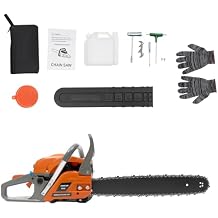 58CC Gas Chainsaws,20 Inch Power Chain Saws,2 Stroke Petrol Gasoline Chain Saw,Single Cylinder,Air-cooled,Hand Pull Start for Forest Harvesting,Cutting Wood,Pruning Branches Pruning Branches Gardening