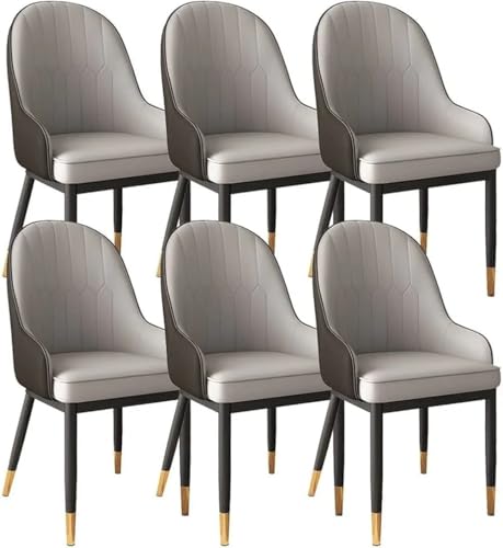 Image of Dream Furnishing - Set of 6 Dinning Chairs Elegant & Luxury Looks Strong Metal Frame Legs for Home Cafe Office Hotel (Black Silver Grey Set of 6)