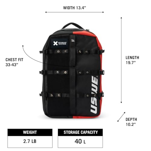 USWE Buddy Athlete Gear Pack, Duffle Bags to Store Sports Gear, Essentials, Ideal For Travelling, Gym, Training and More (40L Gear Pack Black/Red)3
