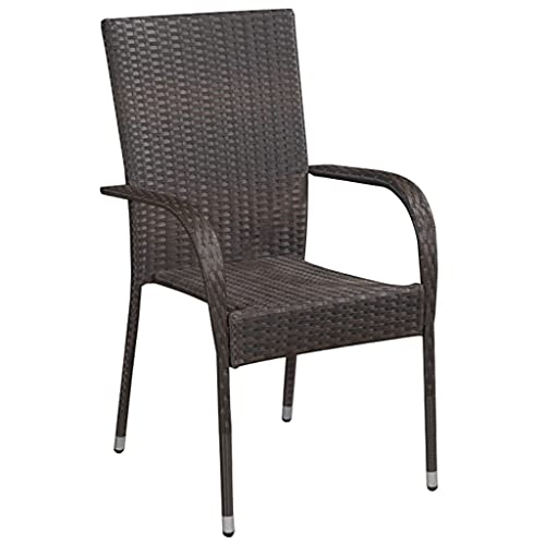 7 Piece Patio Dining Set, Outdoor Oval Patio Dining Table And 6 Pe Rattan Steel Chairs For Garden Deck(Brown,7 Piece) #TOP4