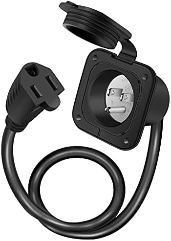 Bumbee 15 Amp AC Port Plug - 125V Power Inlet Socket with 18 Inch Extension Cord, 2022 Lastest Shore Power Inlet Plug RV Plugs for Outdoor RV Travel